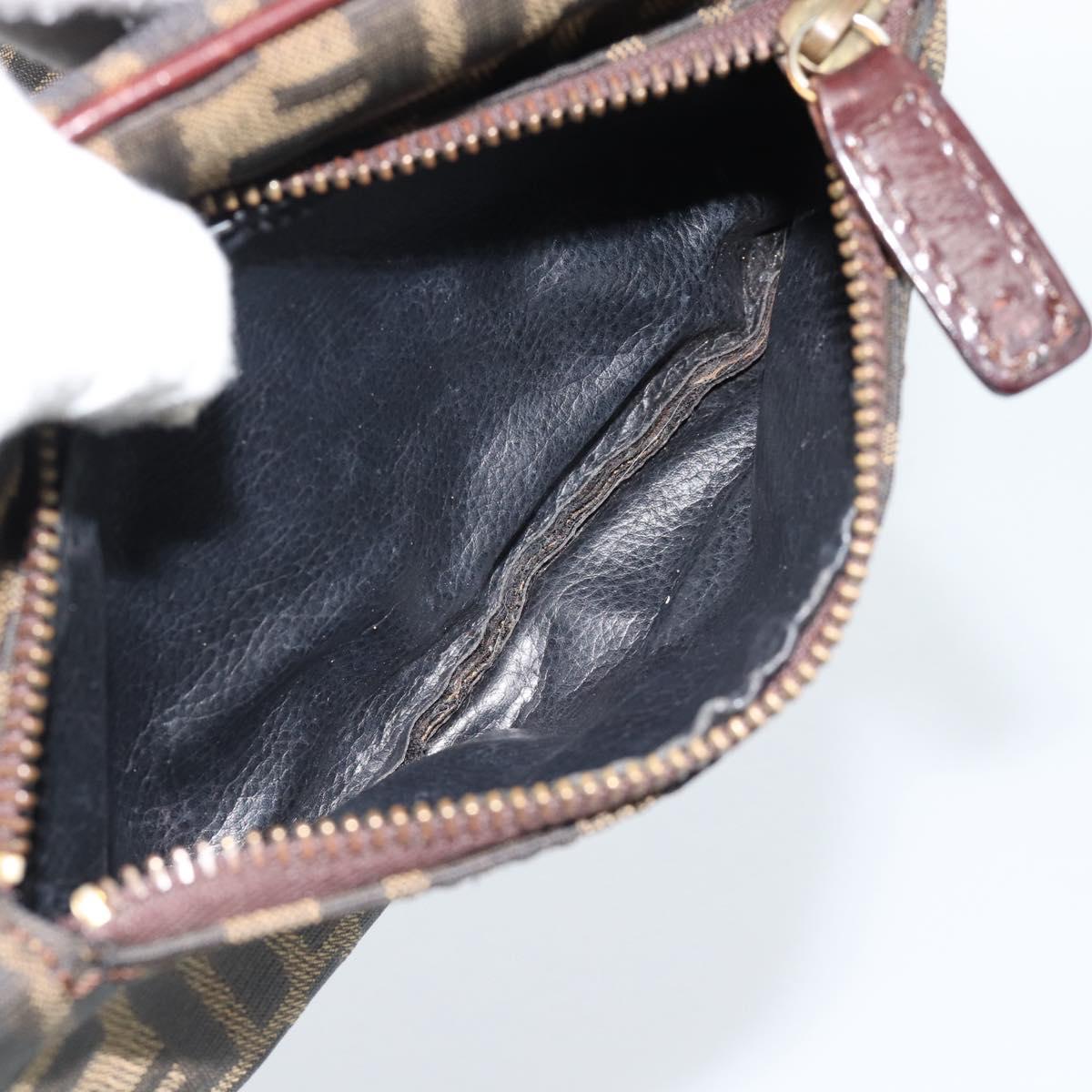 FENDI Zucca Canvas Clutch Bag Black Brown Auth bs35551