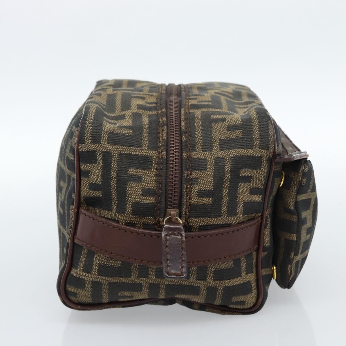 FENDI Zucca Canvas Clutch Bag Black Brown Auth bs35551