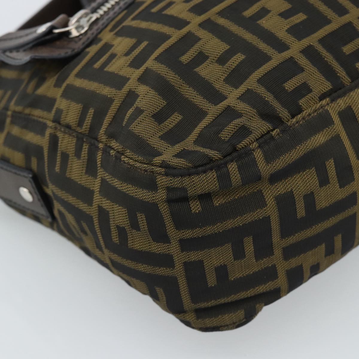 FENDI Zucca Canvas Shoulder Bag Black Brown Auth bs35552