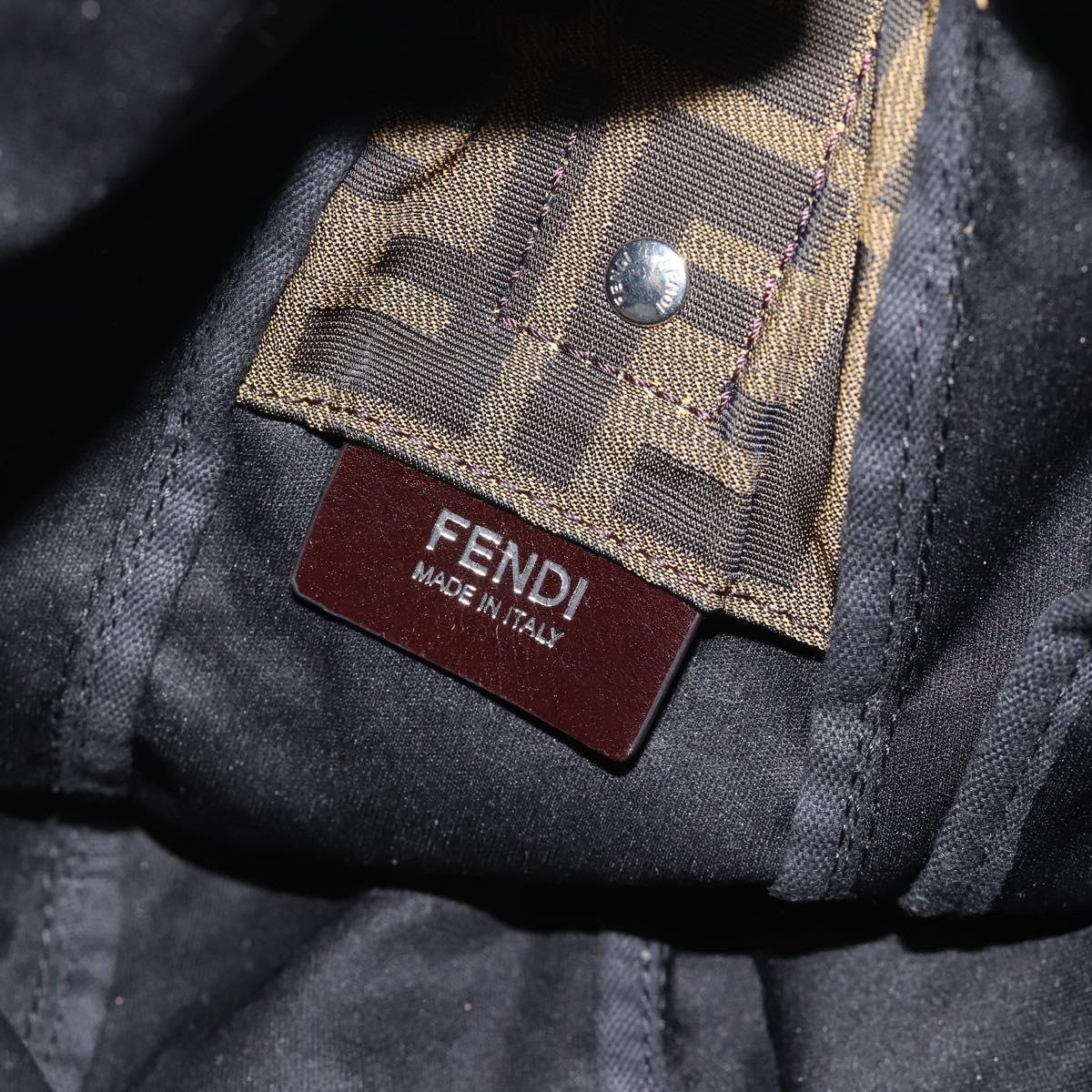 FENDI Zucca Canvas Shoulder Bag Black Brown Auth bs35552