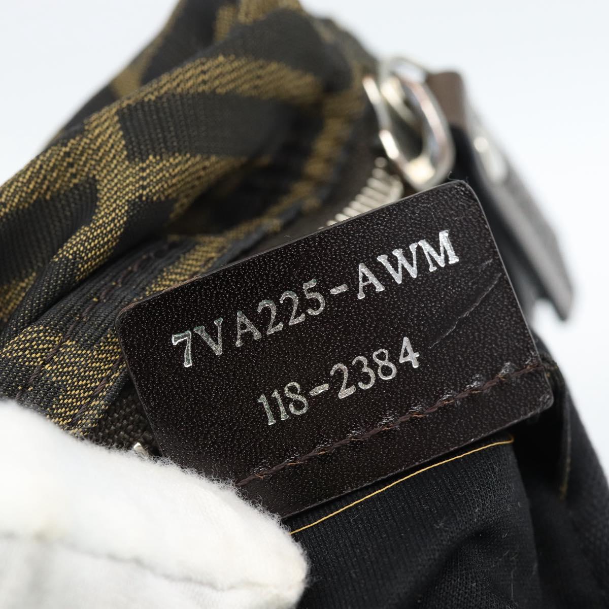 FENDI Zucca Canvas Shoulder Bag Black Brown Auth bs35552