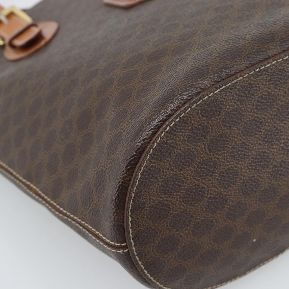 CELINE Macadam Canvas Tote Bag PVC Leather Brown Gold Auth bs35562