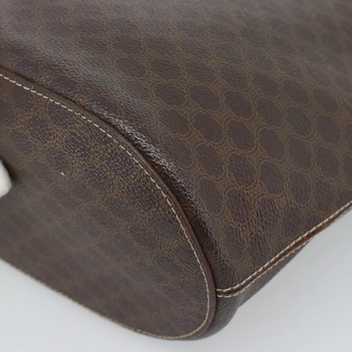CELINE Macadam Canvas Tote Bag PVC Leather Brown Gold Auth bs35562