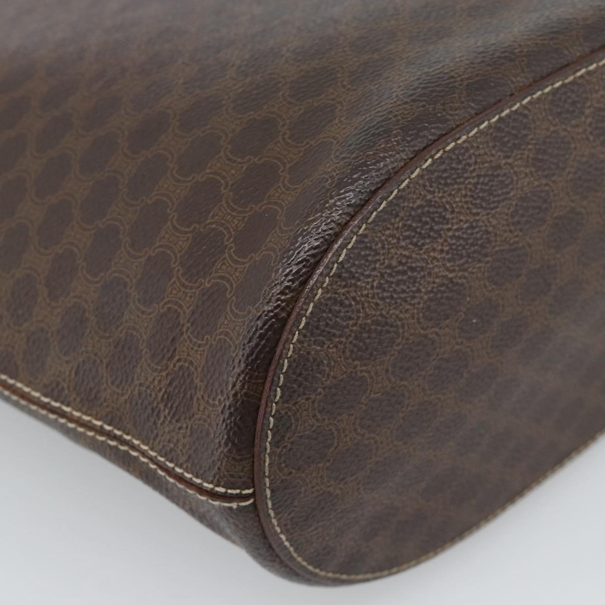 CELINE Macadam Canvas Tote Bag PVC Leather Brown Gold Auth bs35562