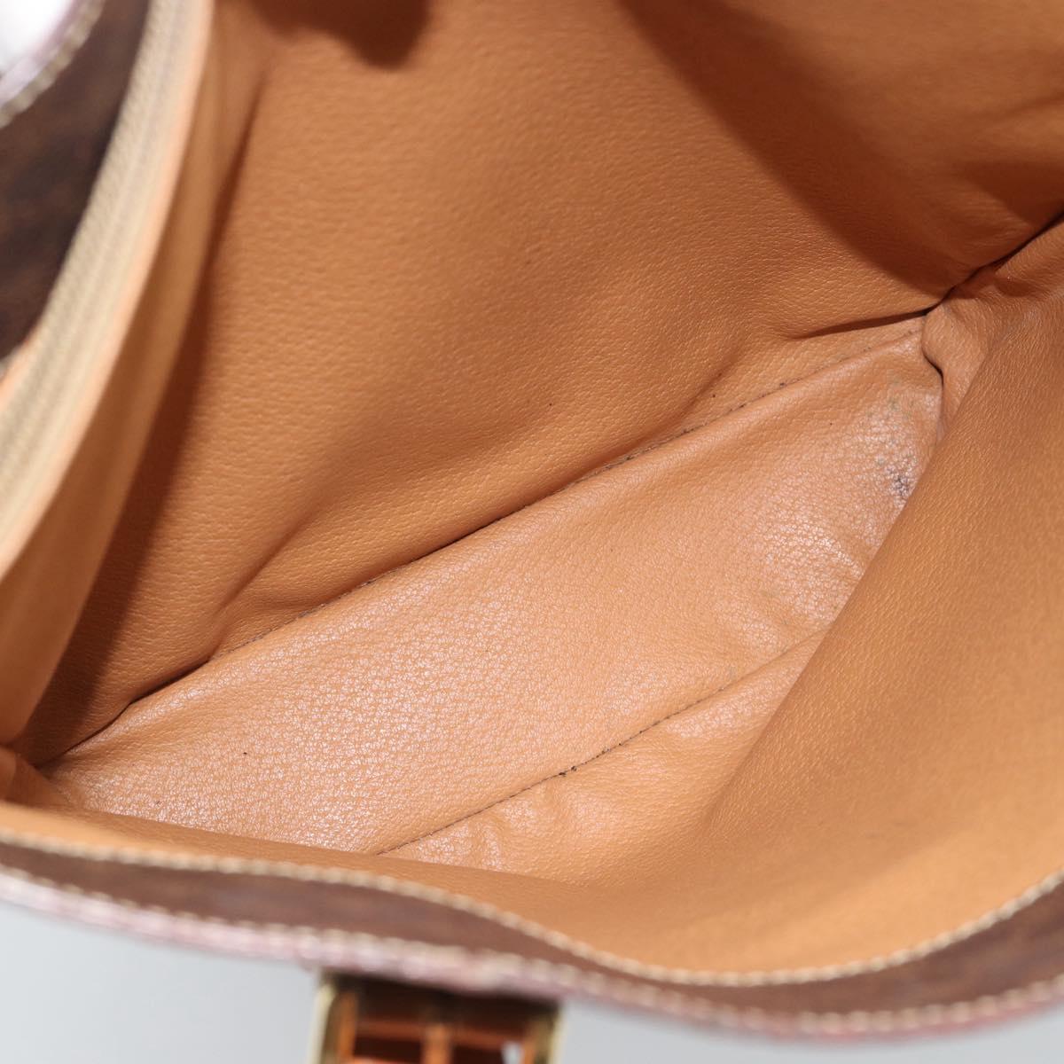 CELINE Macadam Canvas Tote Bag PVC Leather Brown Gold Auth bs35562
