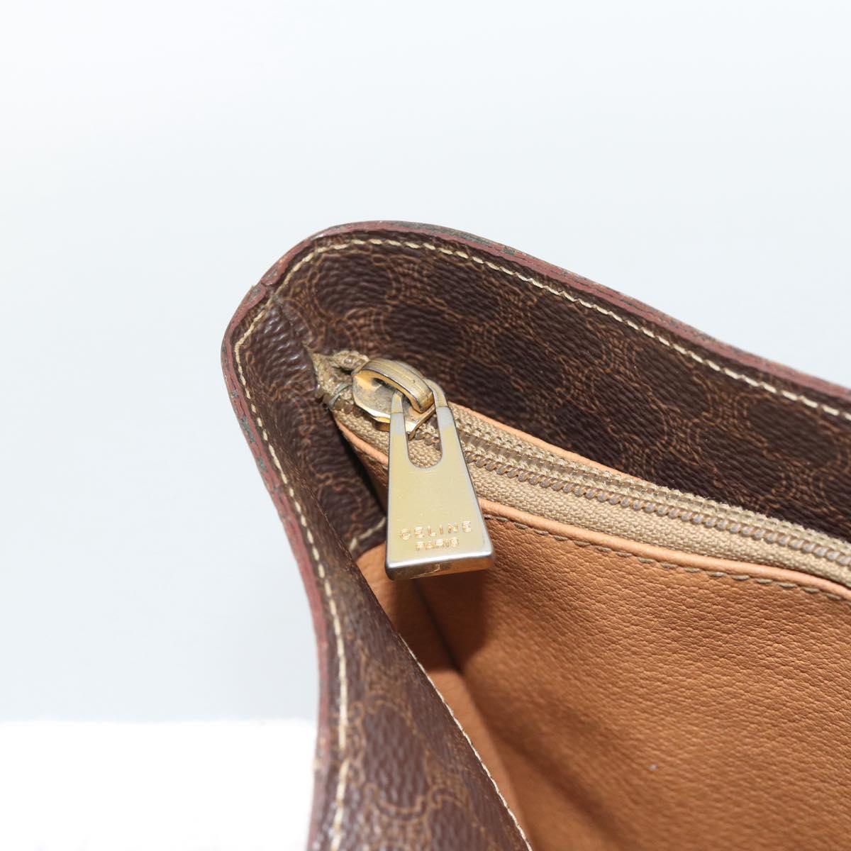 CELINE Macadam Canvas Tote Bag PVC Leather Brown Gold Auth bs35562