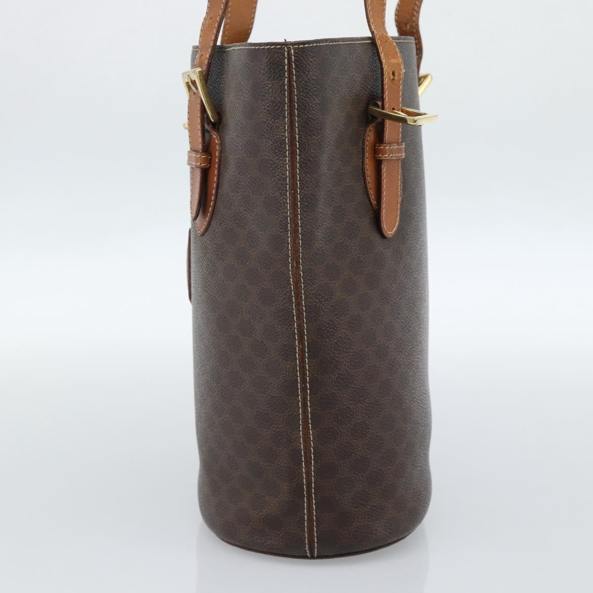CELINE Macadam Canvas Tote Bag PVC Leather Brown Gold Auth bs35562