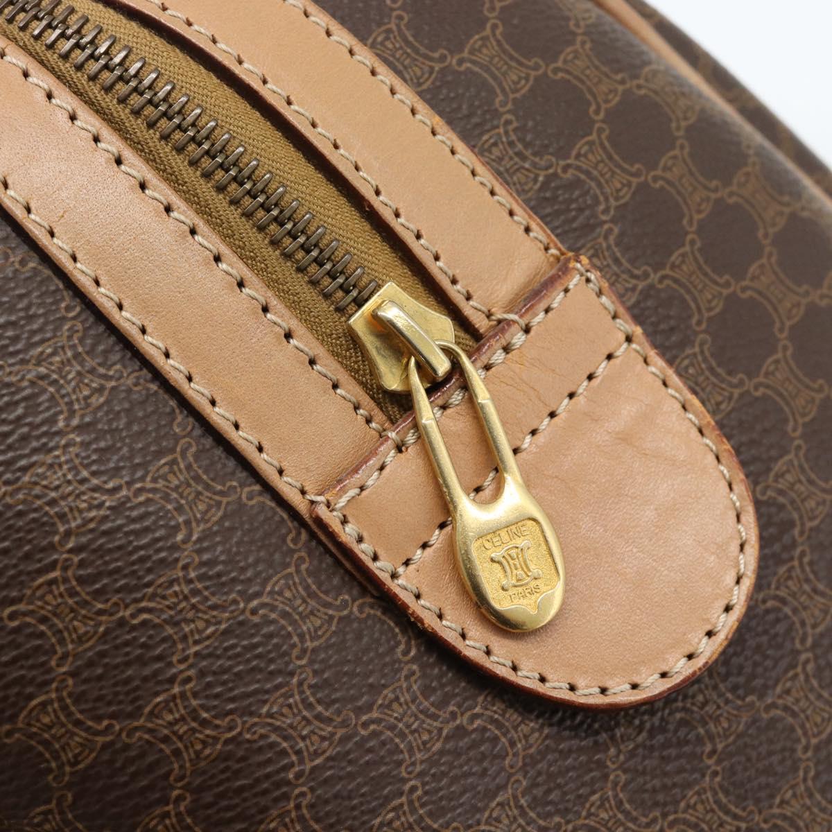 CELINE Macadam Canvas Hand Bag PVC Leather Brown Gold Auth bs35569A