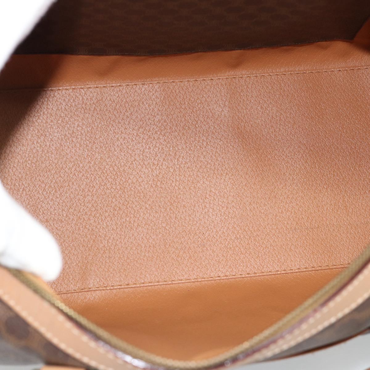 CELINE Macadam Canvas Hand Bag PVC Leather Brown Gold Auth bs35569A