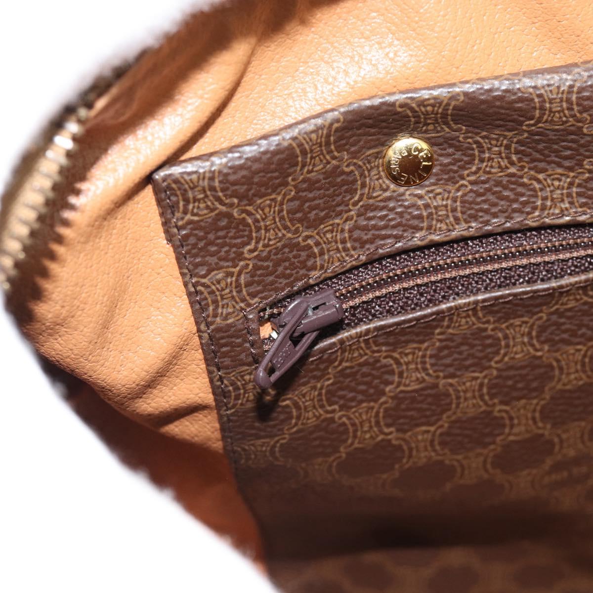 CELINE Macadam Canvas Hand Bag PVC Leather Brown Gold Auth bs35569A
