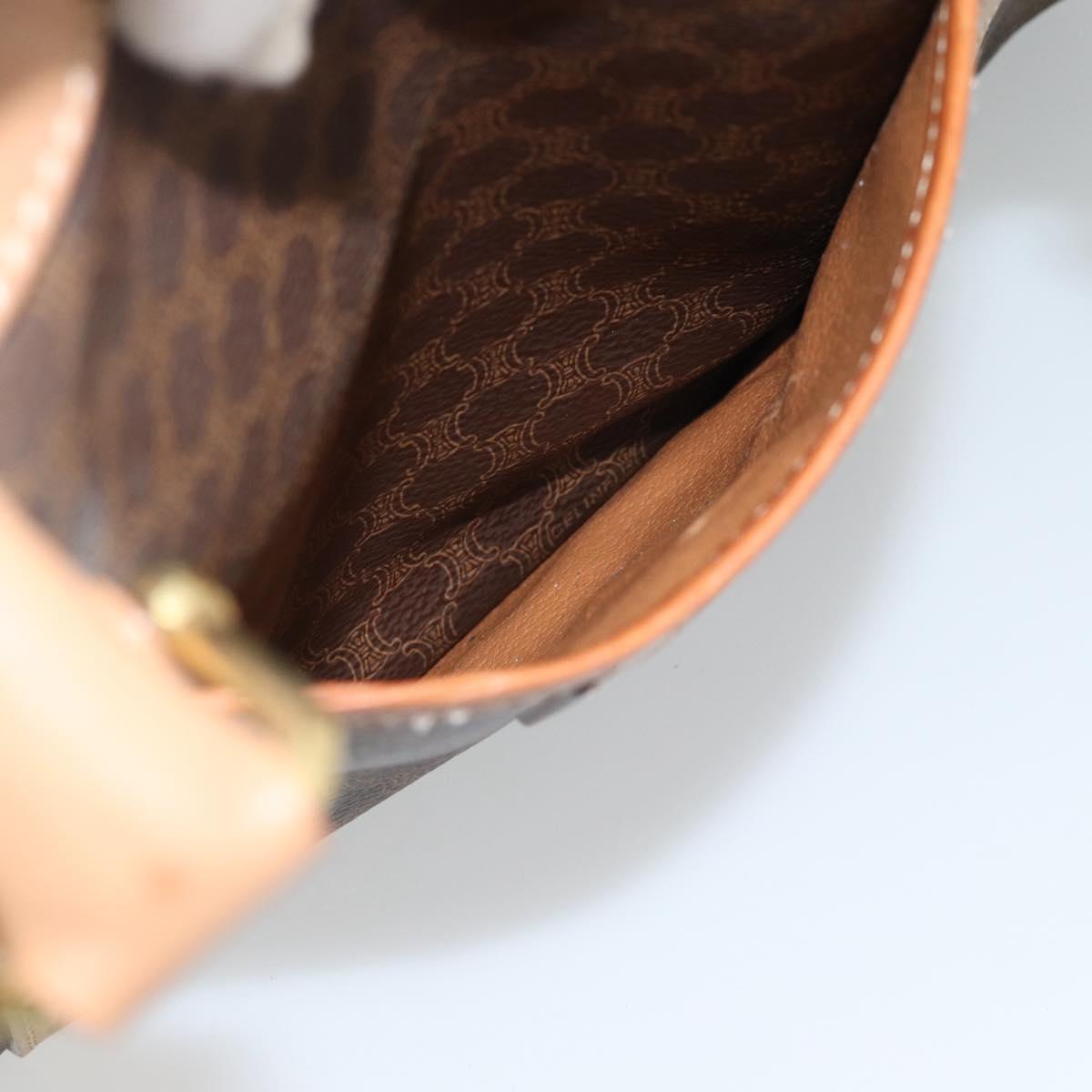 CELINE Macadam Canvas Hand Bag PVC Leather Brown Gold Auth bs35569A