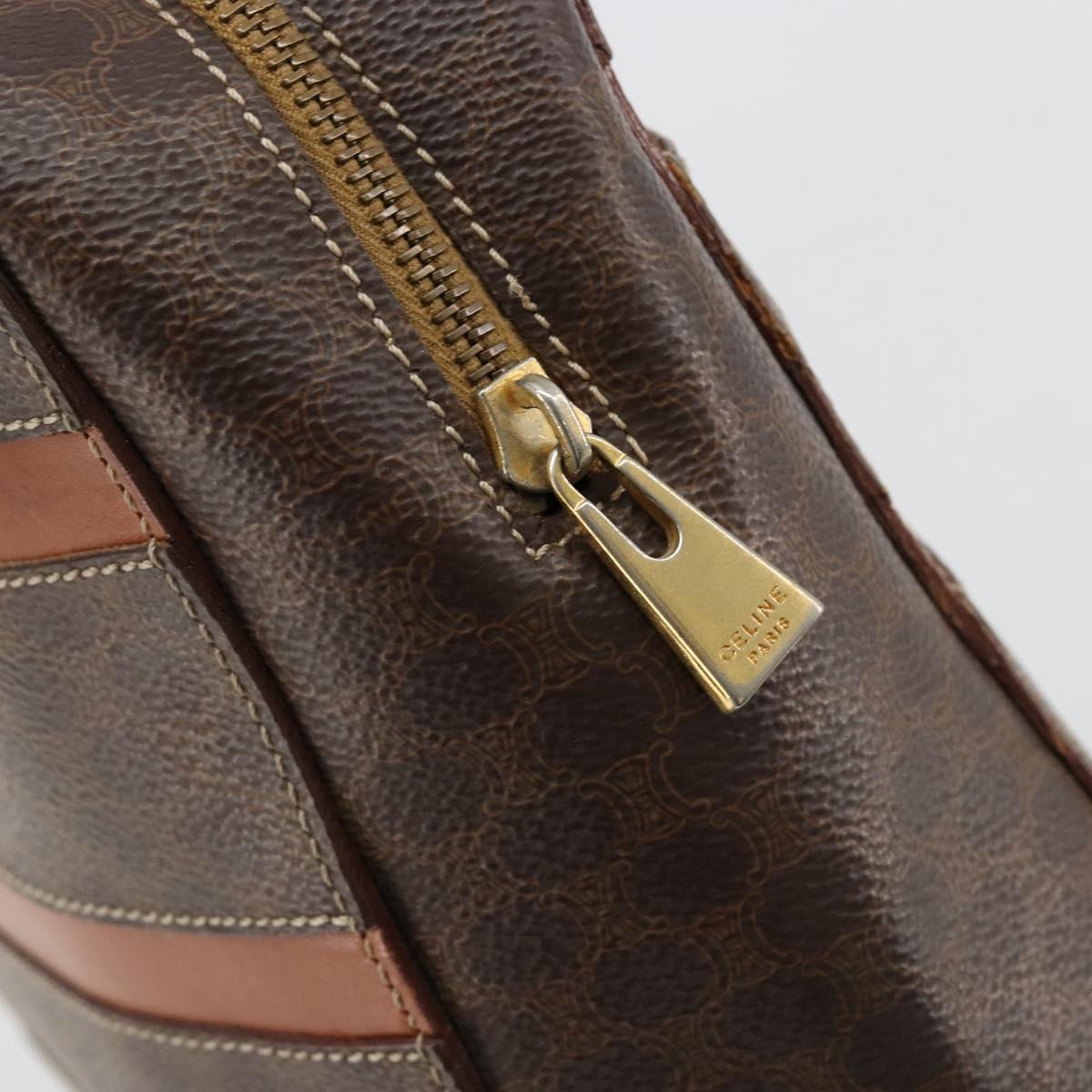 CELINE Macadam Canvas Hand Bag PVC Leather Brown Gold Auth bs35570