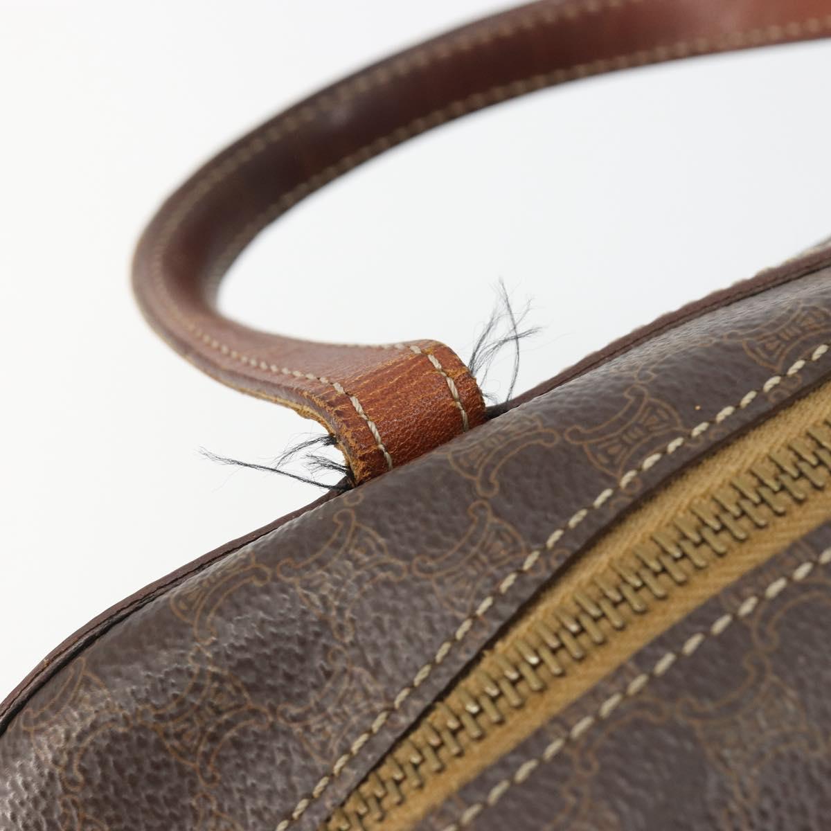 CELINE Macadam Canvas Hand Bag PVC Leather Brown Gold Auth bs35570