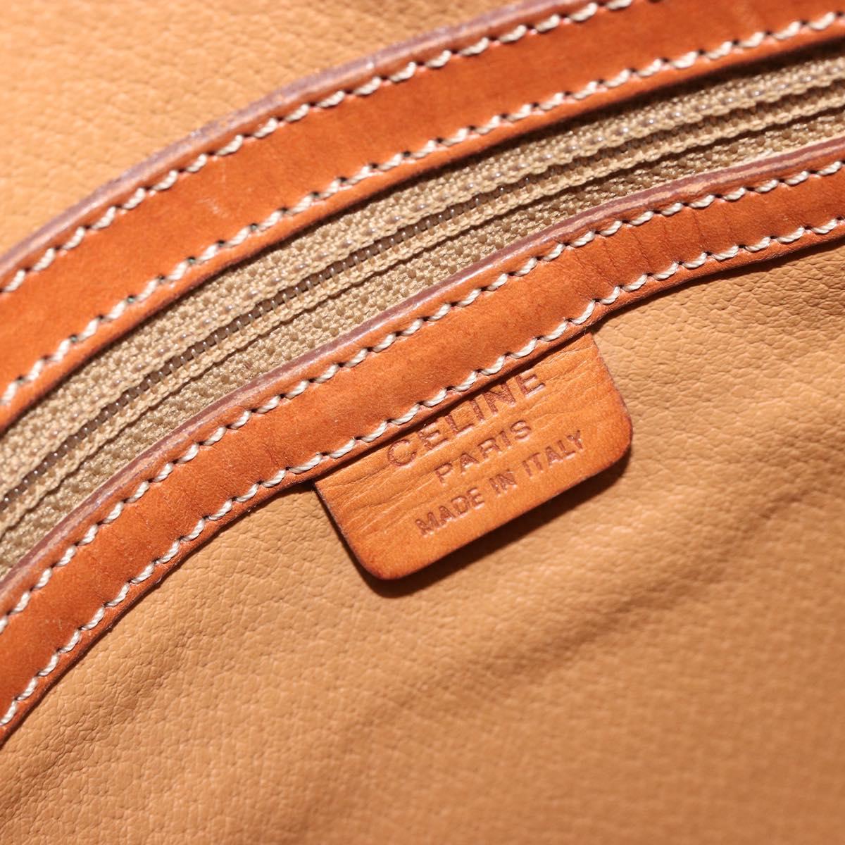 CELINE Macadam Canvas Hand Bag PVC Leather Brown Gold Auth bs35570