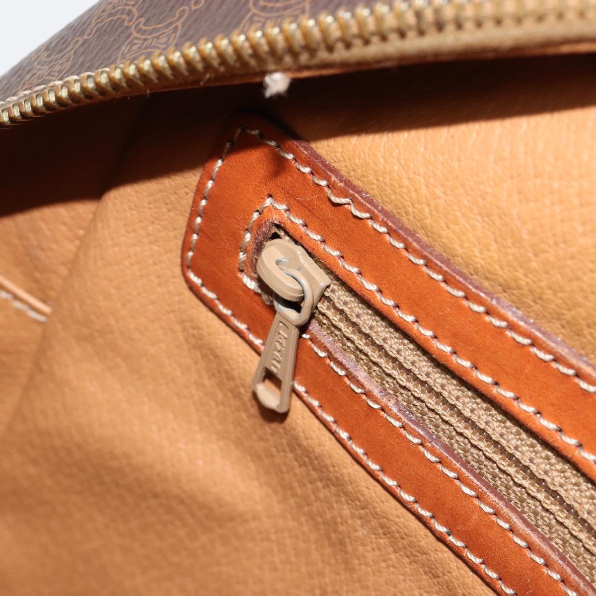 CELINE Macadam Canvas Hand Bag PVC Leather Brown Gold Auth bs35570