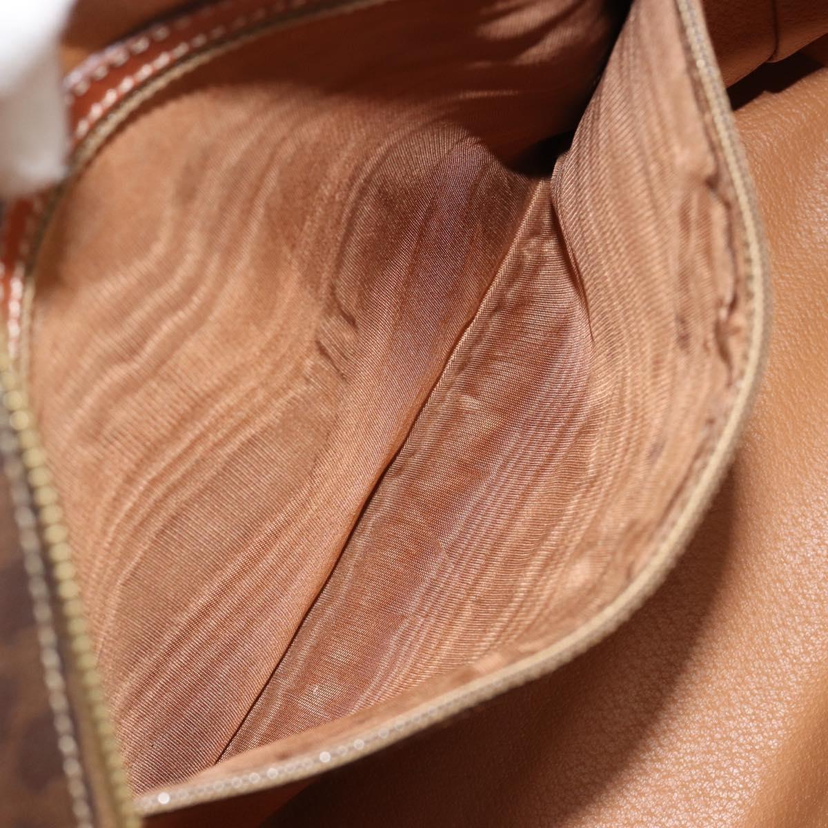 CELINE Macadam Canvas Hand Bag PVC Leather Brown Gold Auth bs35570
