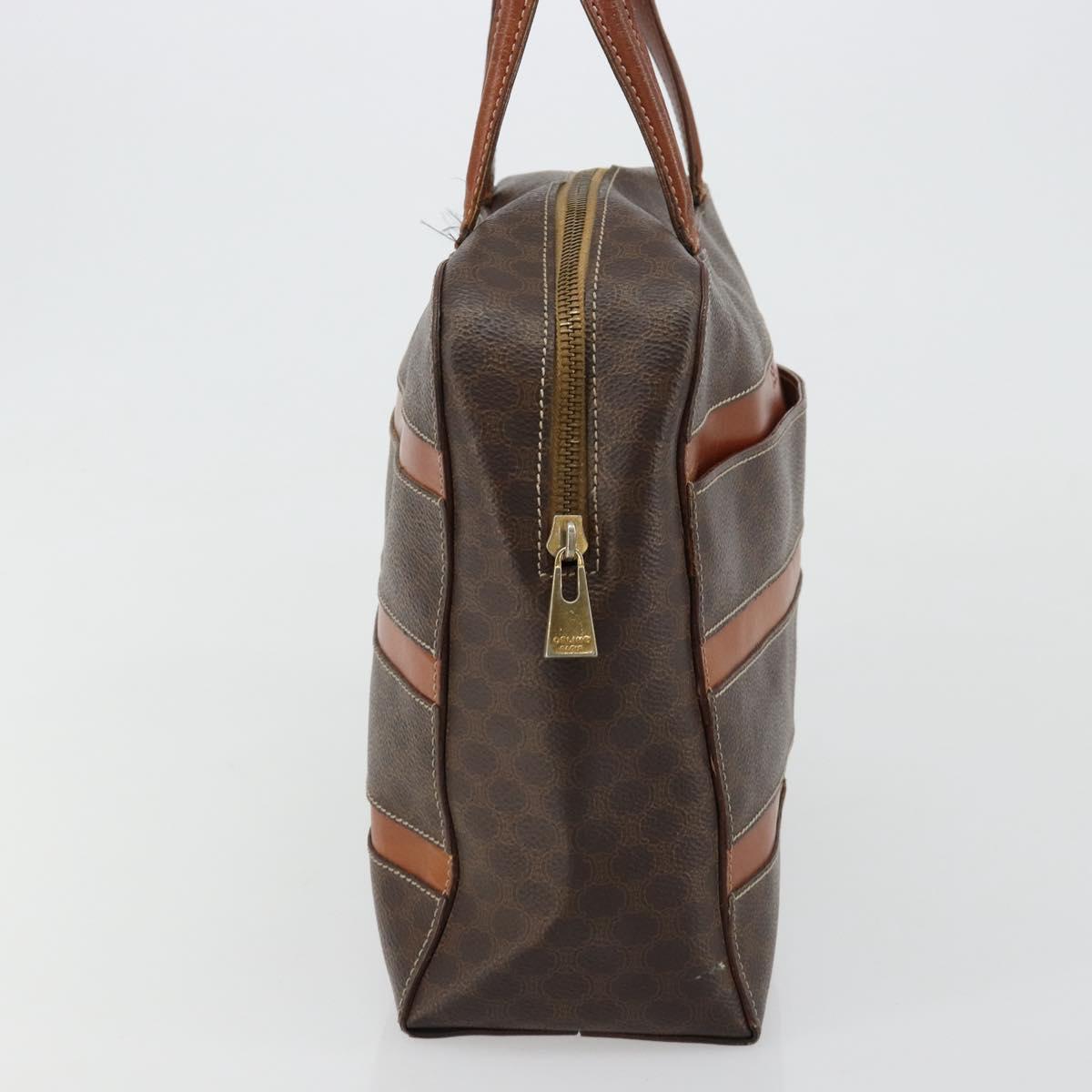 CELINE Macadam Canvas Hand Bag PVC Leather Brown Gold Auth bs35570