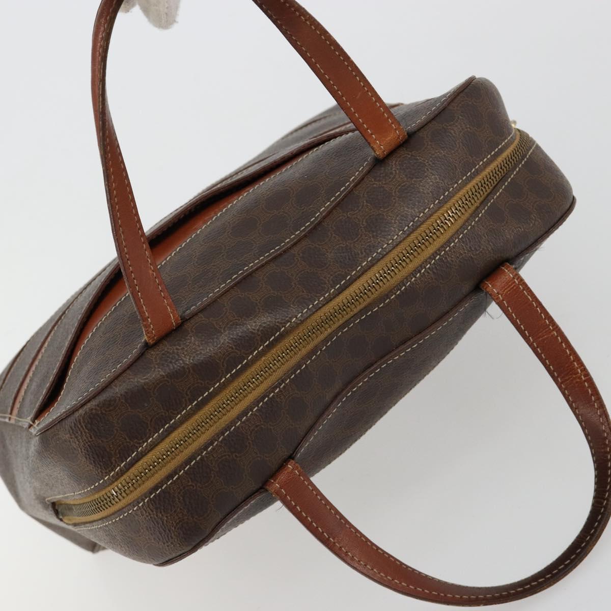 CELINE Macadam Canvas Hand Bag PVC Leather Brown Gold Auth bs35570