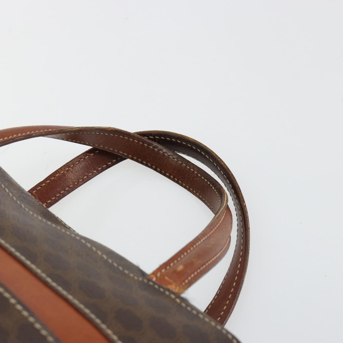 CELINE Macadam Canvas Hand Bag PVC Leather Brown Gold Auth bs35570