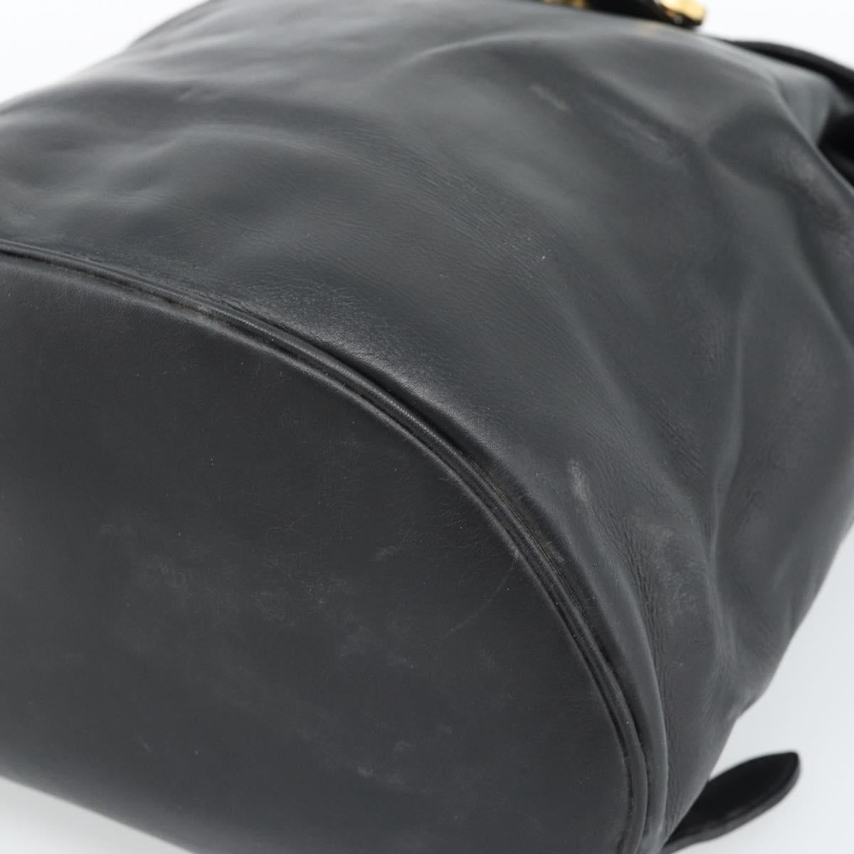 Salvatore Ferragamo Backpack Leather Black Gold Auth bs35571