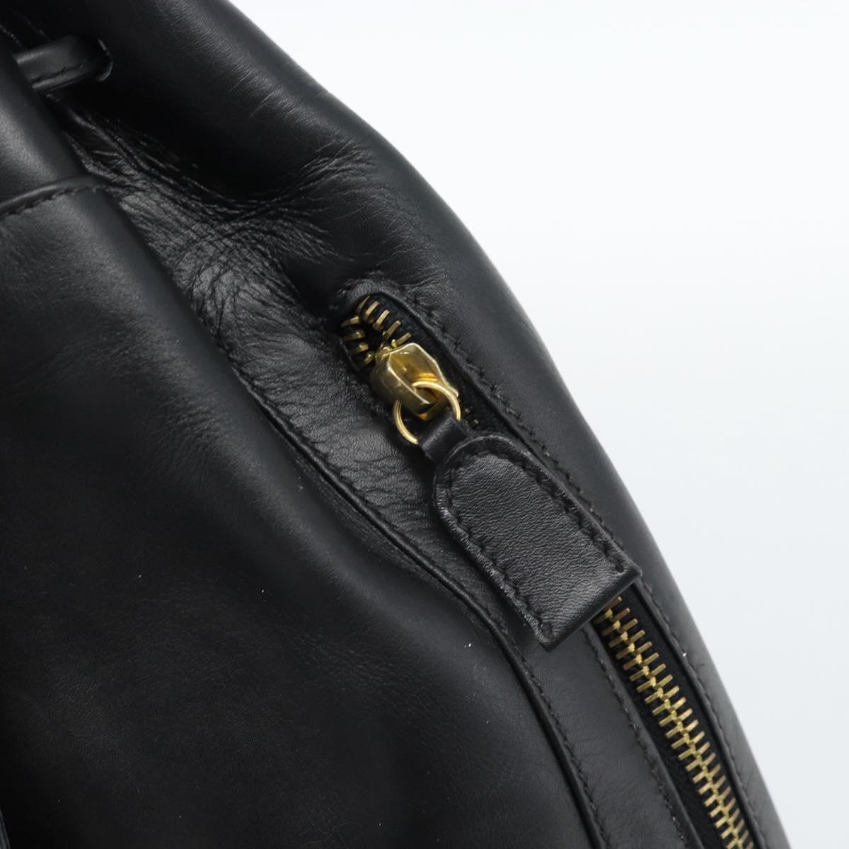 Salvatore Ferragamo Backpack Leather Black Gold Auth bs35571