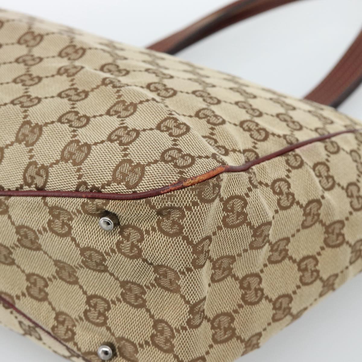 GUCCI GG Canvas Tote Bag Beige Silver 113017 Auth bs35572