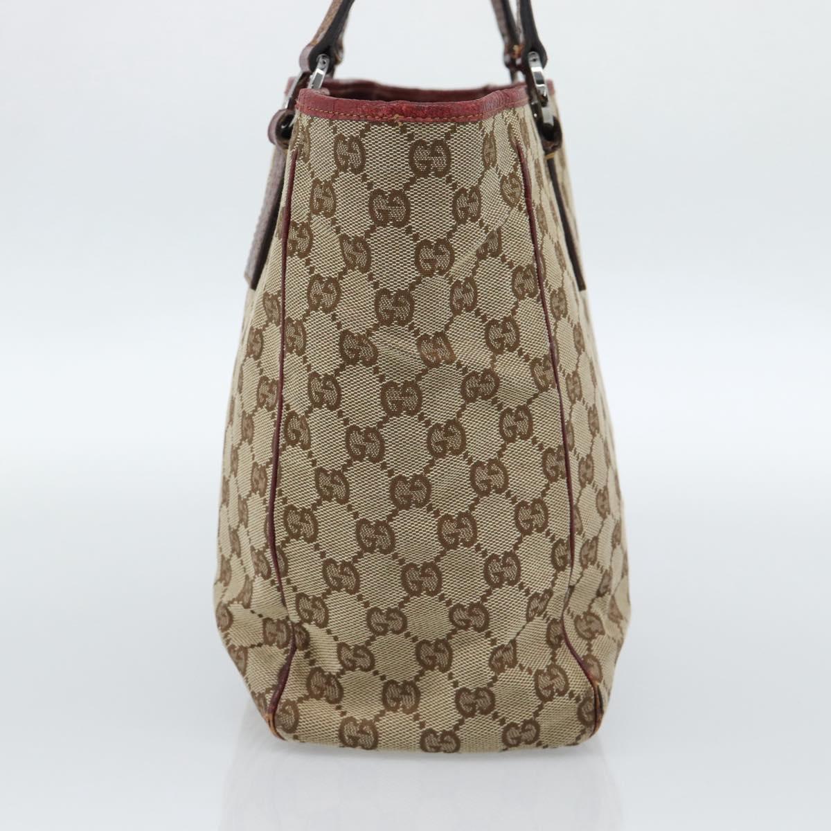 GUCCI GG Canvas Tote Bag Beige Silver 113017 Auth bs35572