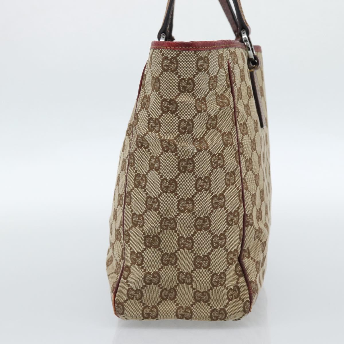 GUCCI GG Canvas Tote Bag Beige Silver 113017 Auth bs35572