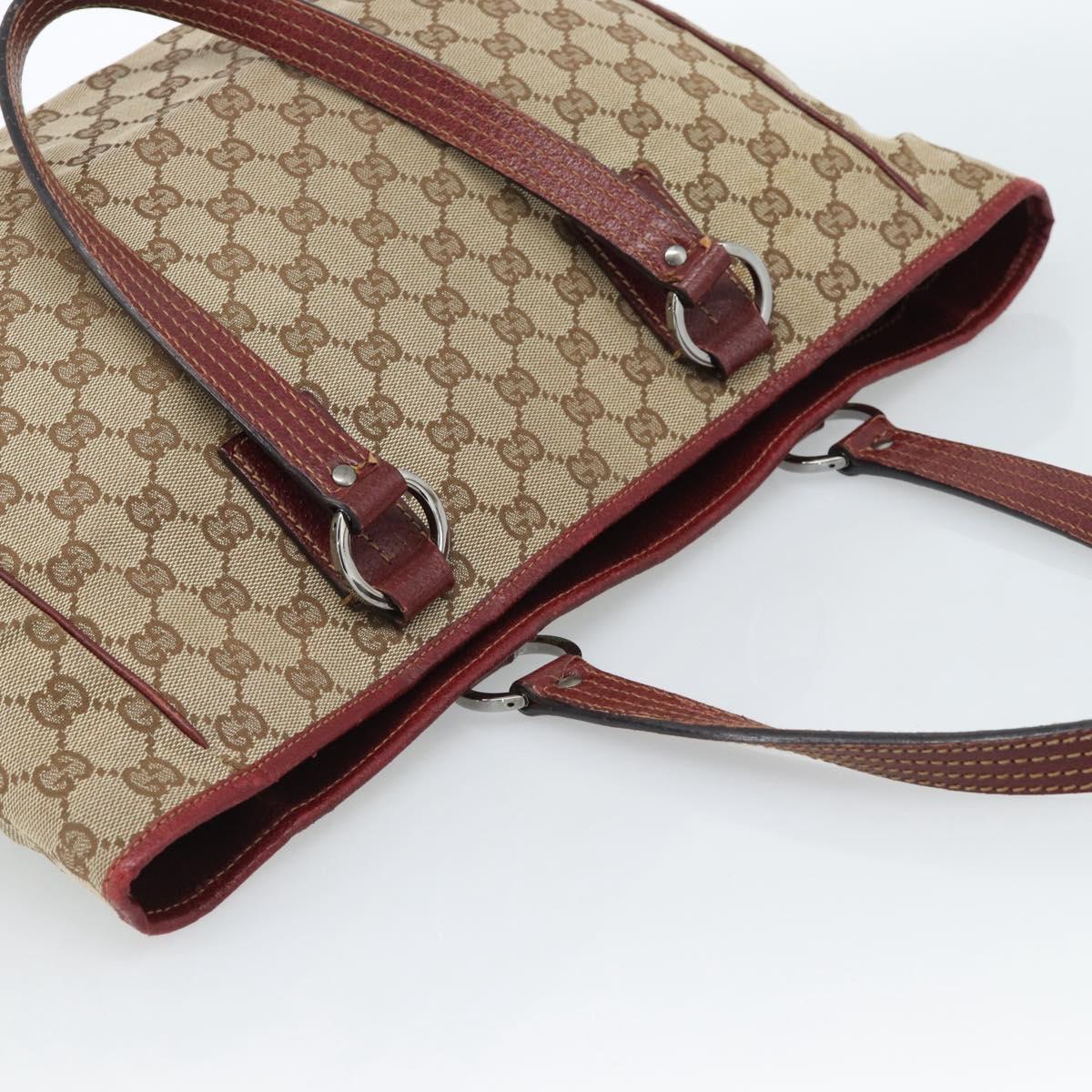 GUCCI GG Canvas Tote Bag Beige Silver 113017 Auth bs35572