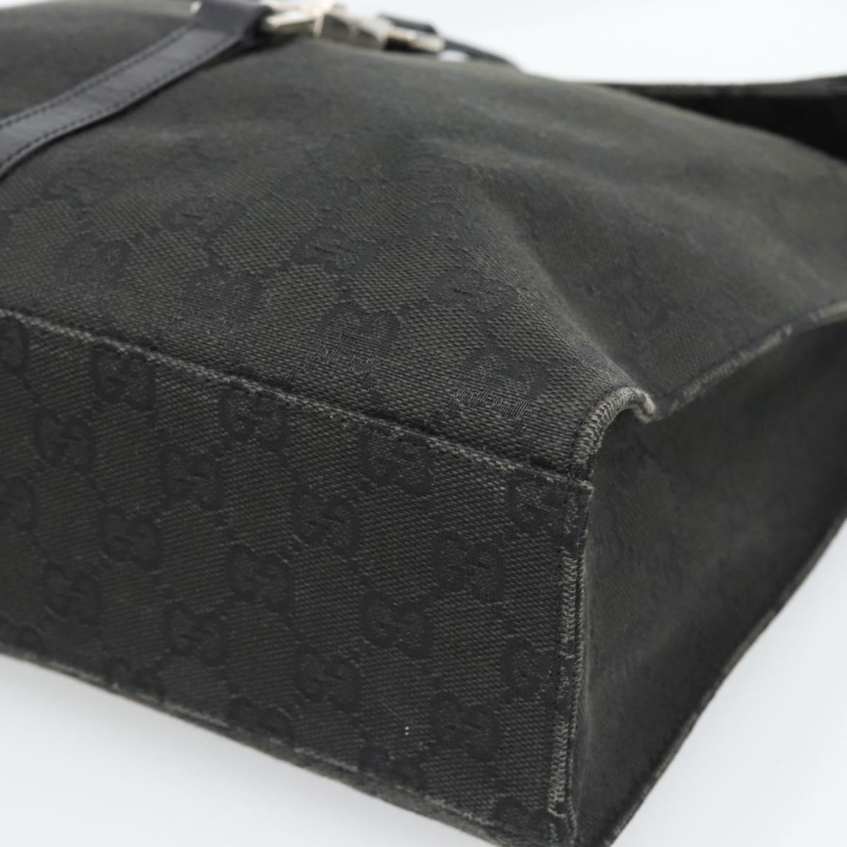 GUCCI GG Canvas Jackie Shoulder Bag Black Silver 001 3355 Auth bs35573