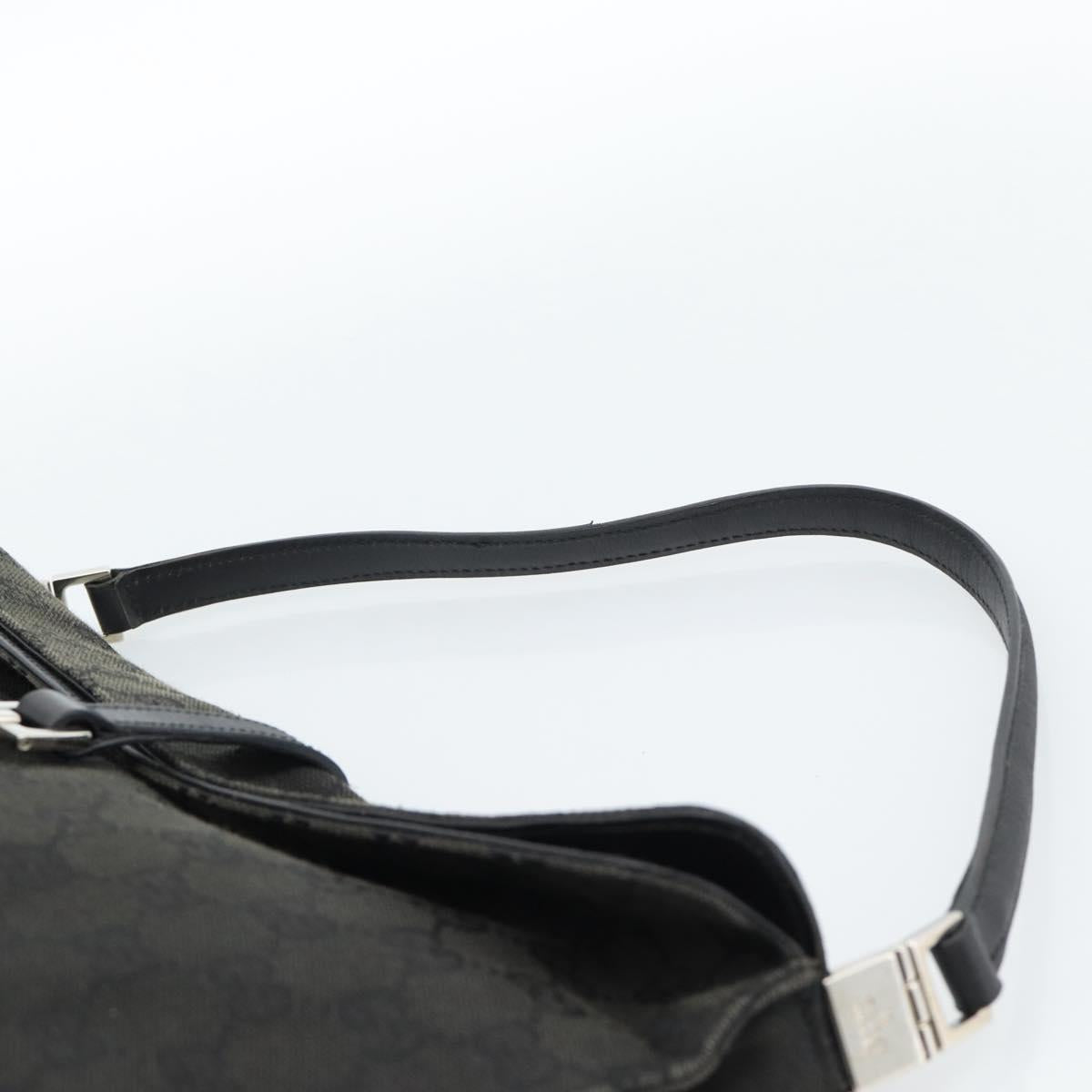 GUCCI GG Canvas Jackie Shoulder Bag Black Silver 001 3355 Auth bs35573