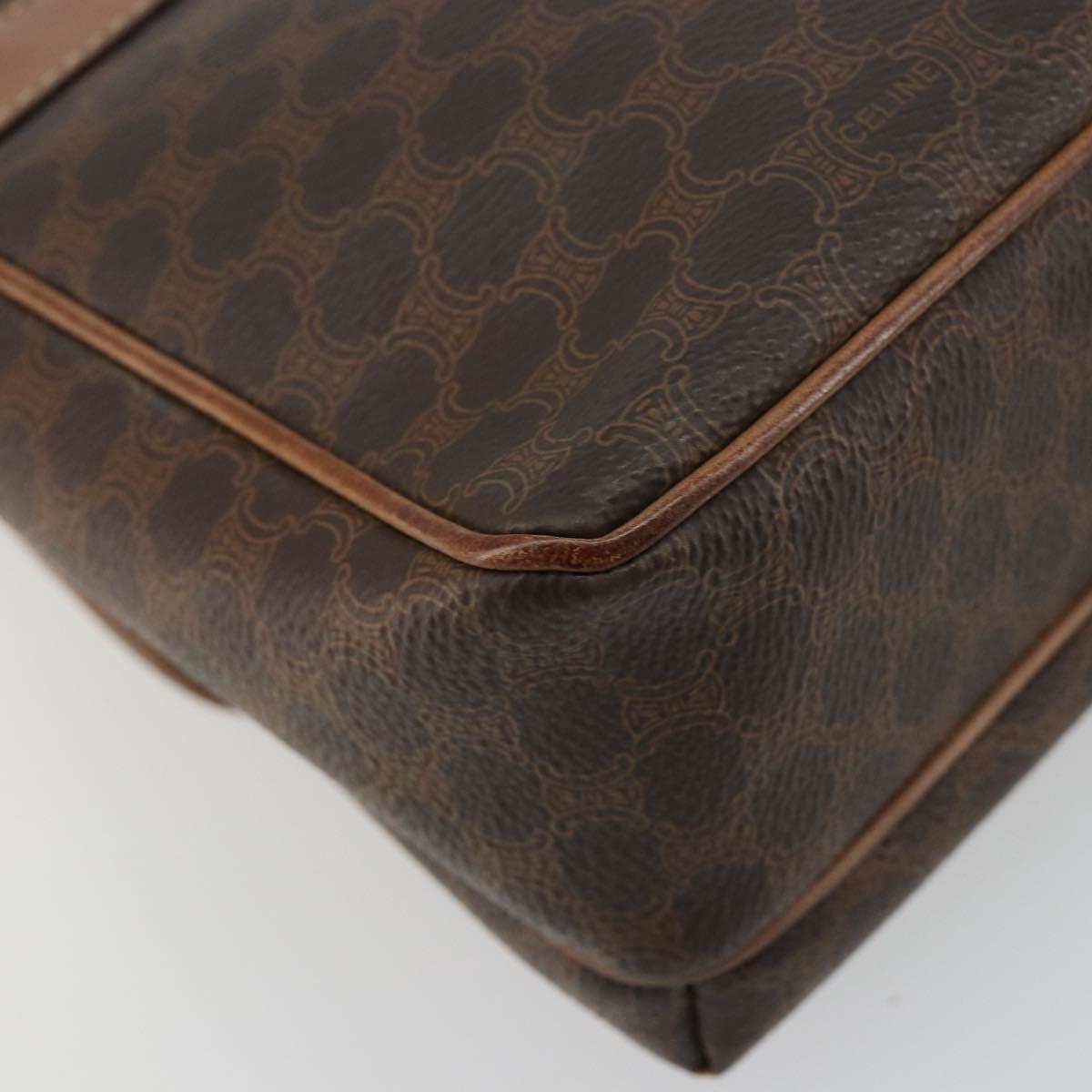 CELINE Macadam Canvas Shoulder Bag PVC Leather Brown Gold Auth bs35574