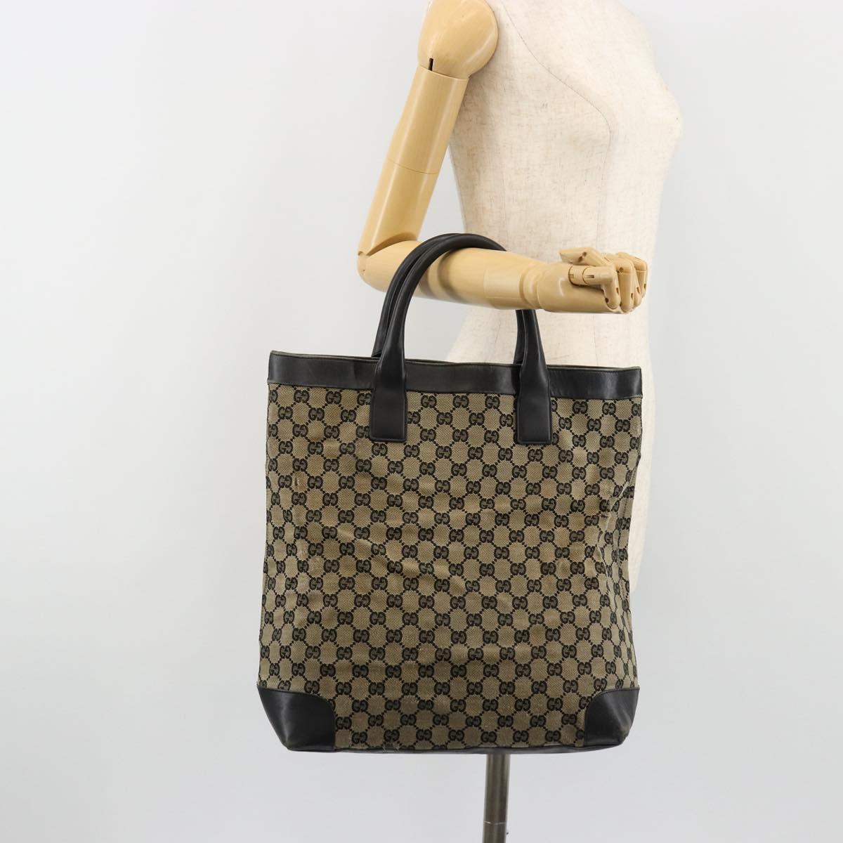 GUCCI GG Canvas Tote Bag Black 002 1121 Auth bs35575