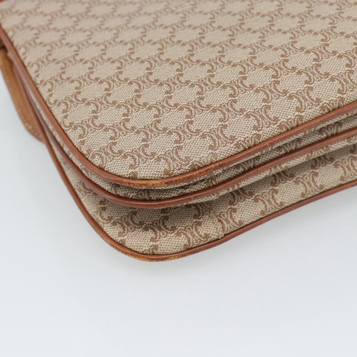 CELINE Macadam Canvas Shoulder Bag PVC Beige Gold Auth bs35577