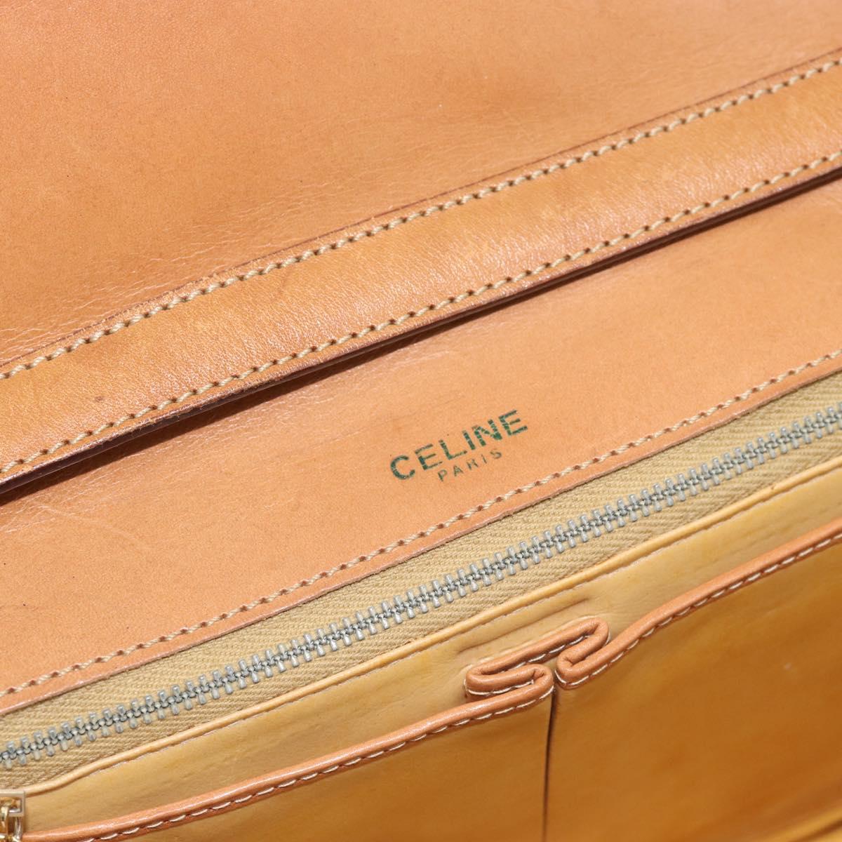 CELINE Macadam Canvas Shoulder Bag PVC Beige Gold Auth bs35577