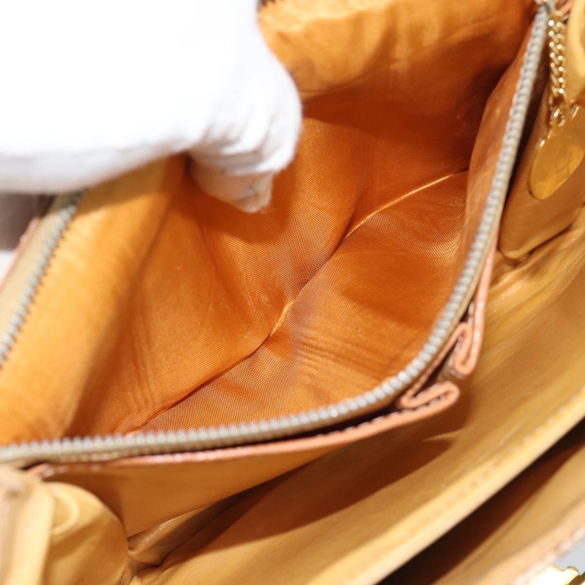 CELINE Macadam Canvas Shoulder Bag PVC Beige Gold Auth bs35577