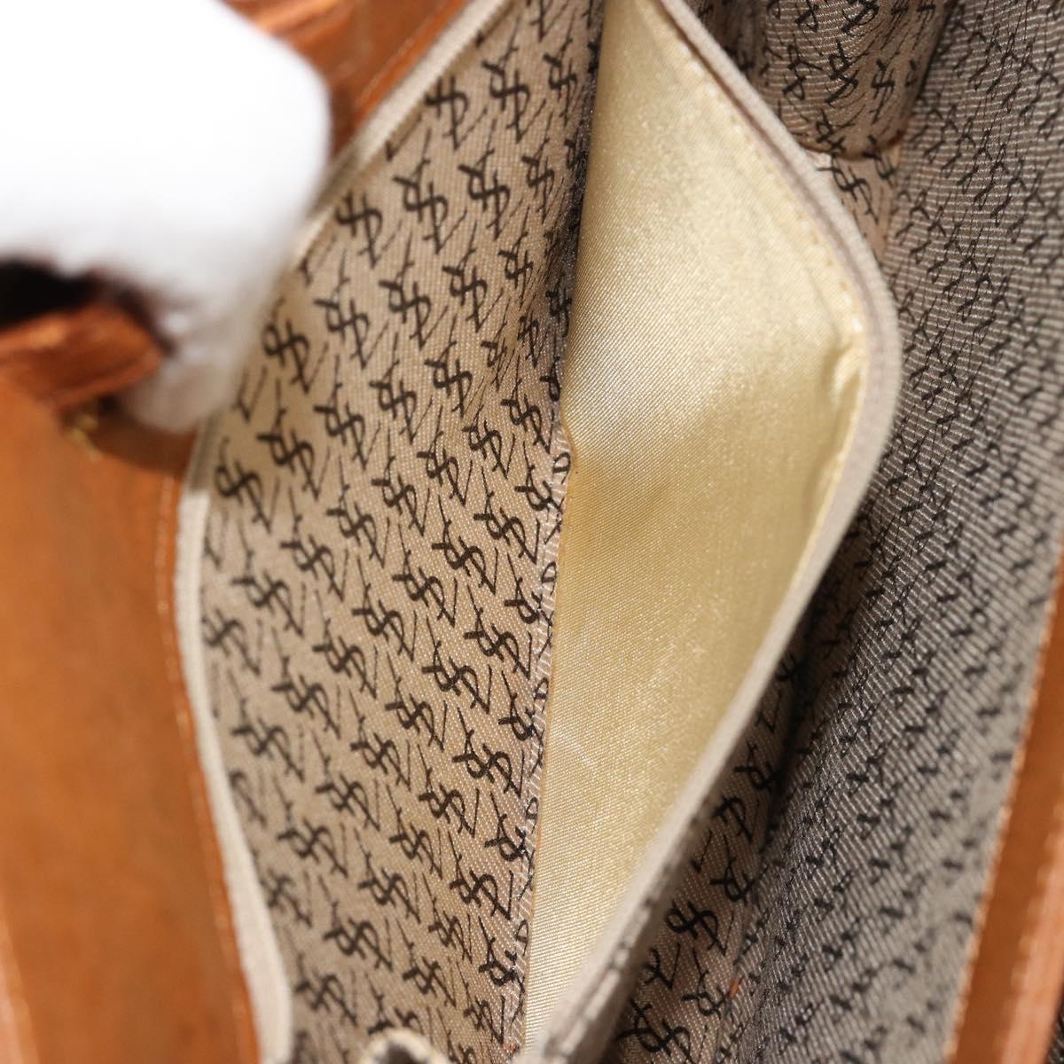 SAINT LAURENT Tote Bag Leather Brown Auth bs35578