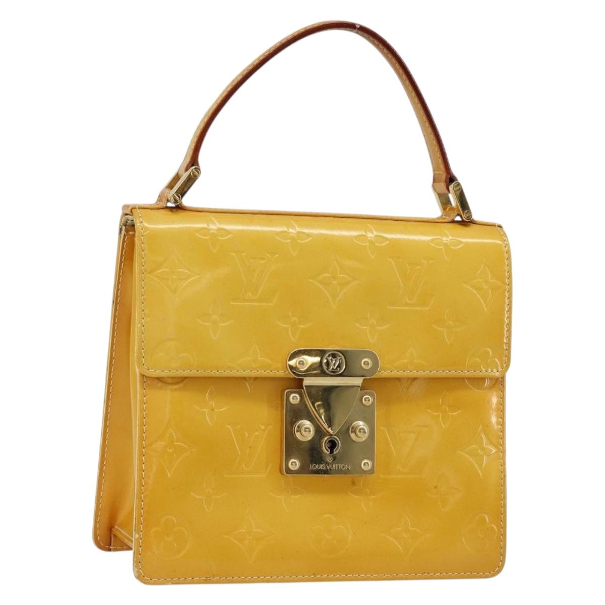 LOUIS VUITTON Monogram Vernis Spring Street Bag Lime Yellow M91068 Auth bs35579
