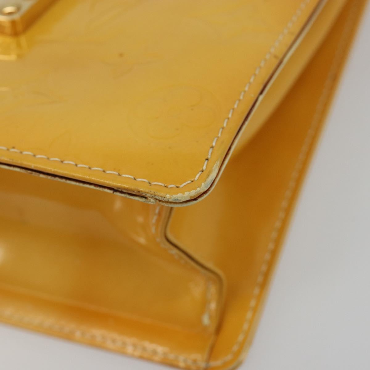 LOUIS VUITTON Monogram Vernis Spring Street Bag Lime Yellow M91068 Auth bs35579