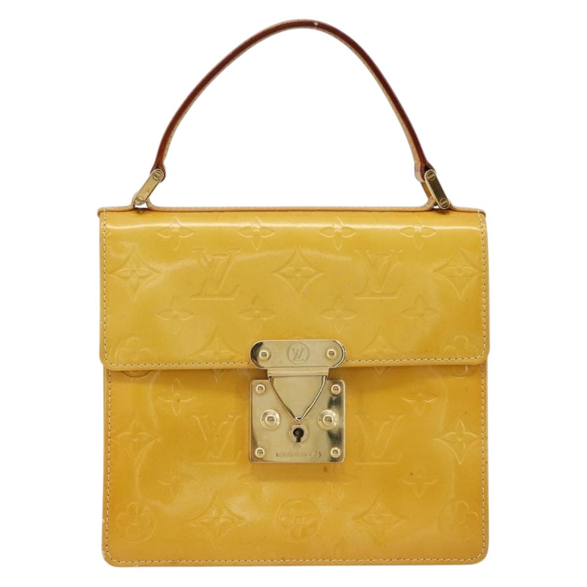 LOUIS VUITTON Monogram Vernis Spring Street Bag Lime Yellow M91068 Auth bs35579