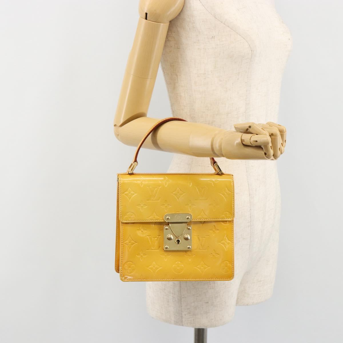 LOUIS VUITTON Monogram Vernis Spring Street Bag Lime Yellow M91068 Auth bs35579