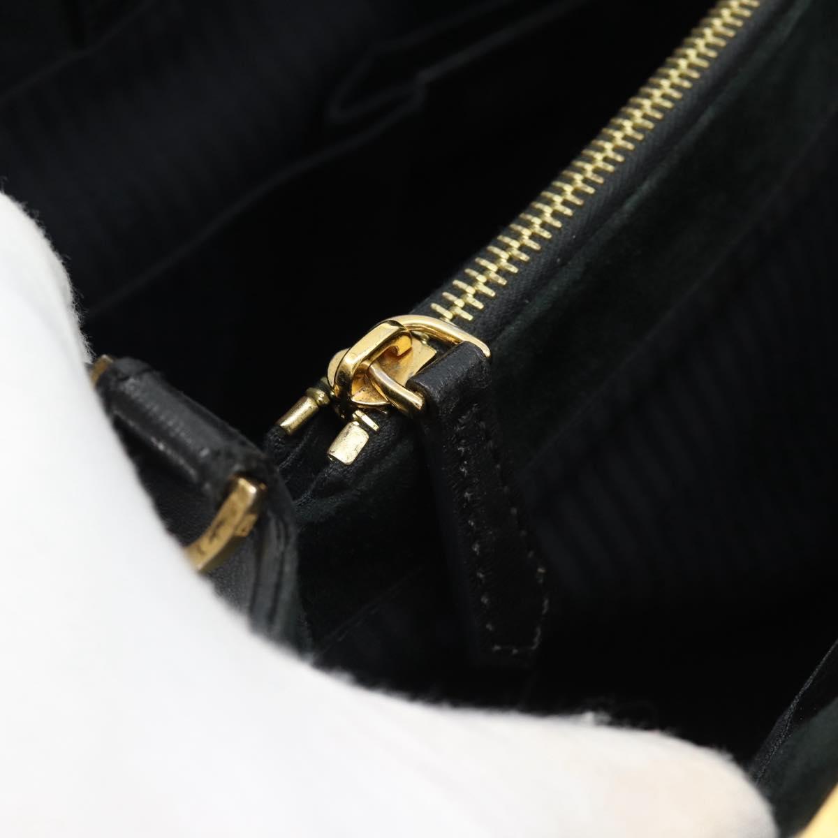 FENDI Tote Bag Leather 2way Black Gold Auth bs35580
