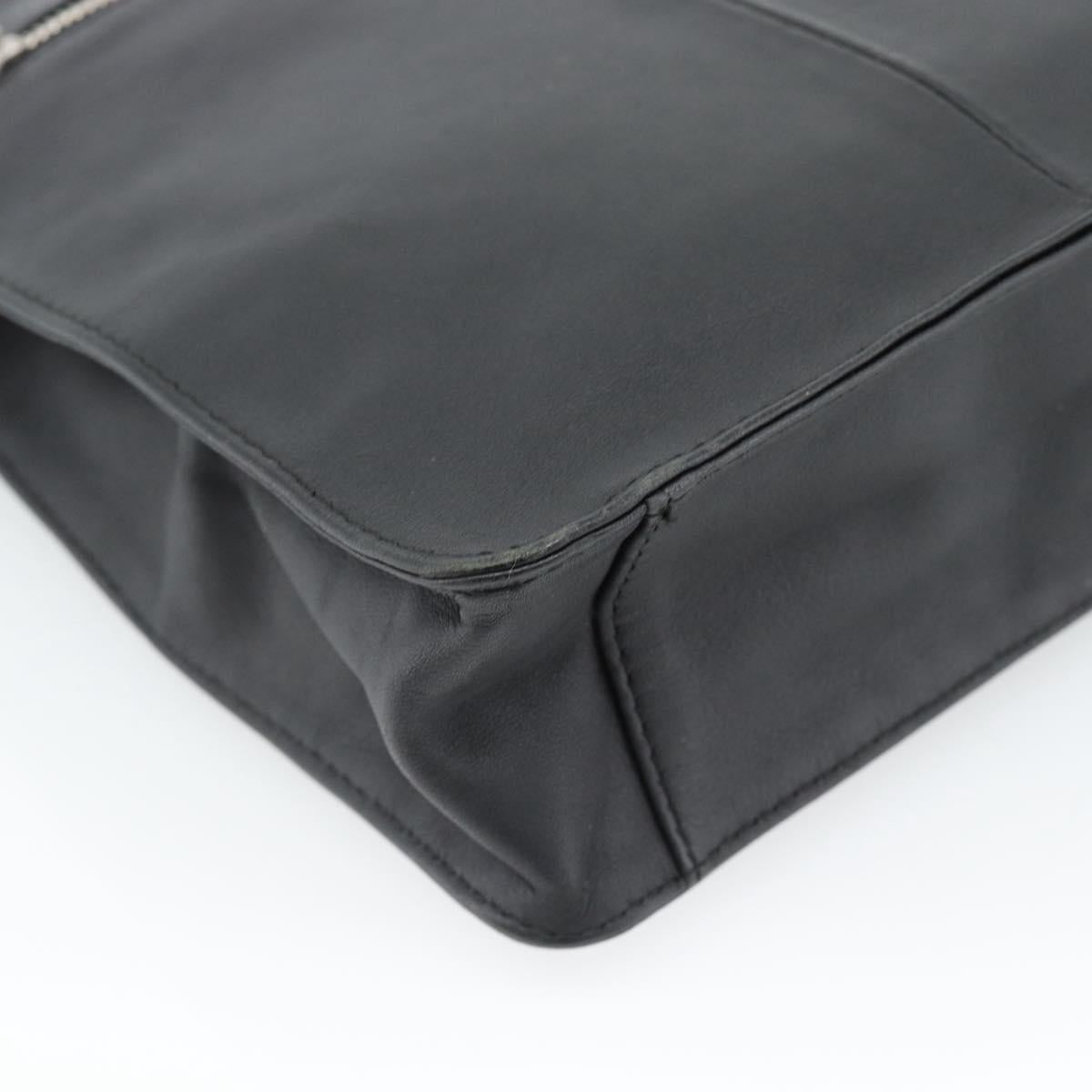 Salvatore Ferragamo Shoulder Bag Leather Black Silver Auth bs35581