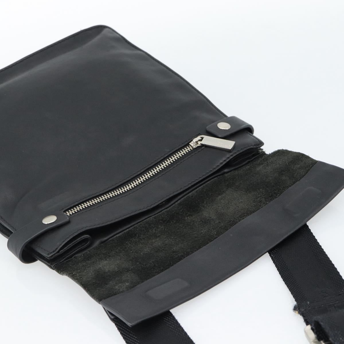 Salvatore Ferragamo Shoulder Bag Leather Black Silver Auth bs35581