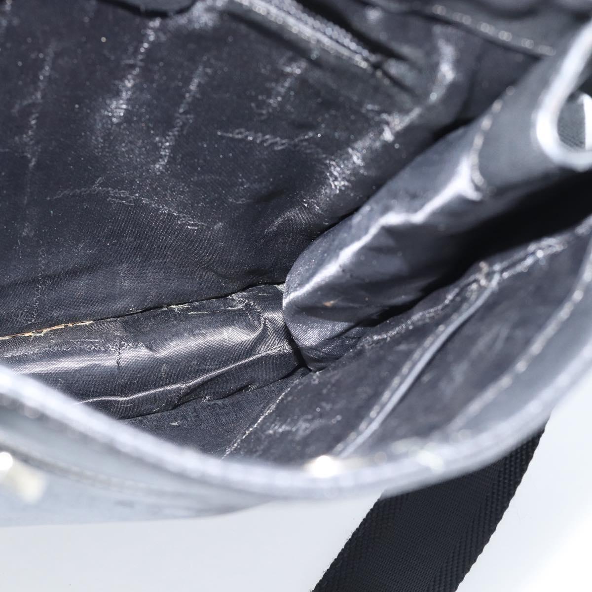 Salvatore Ferragamo Shoulder Bag Leather Black Silver Auth bs35581