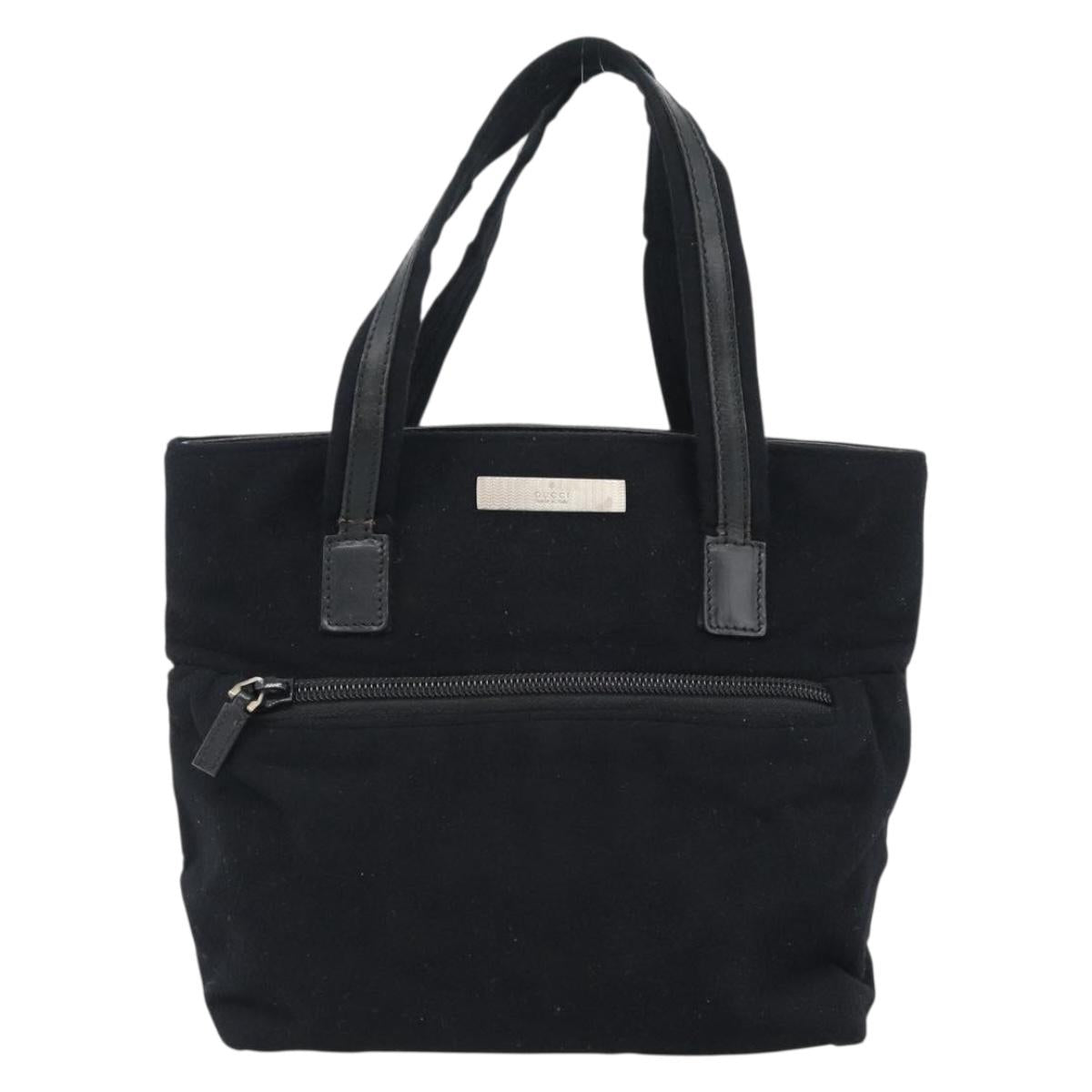 GUCCI Hand Bag Cotton Black Silver 002 8079 Auth bs35582