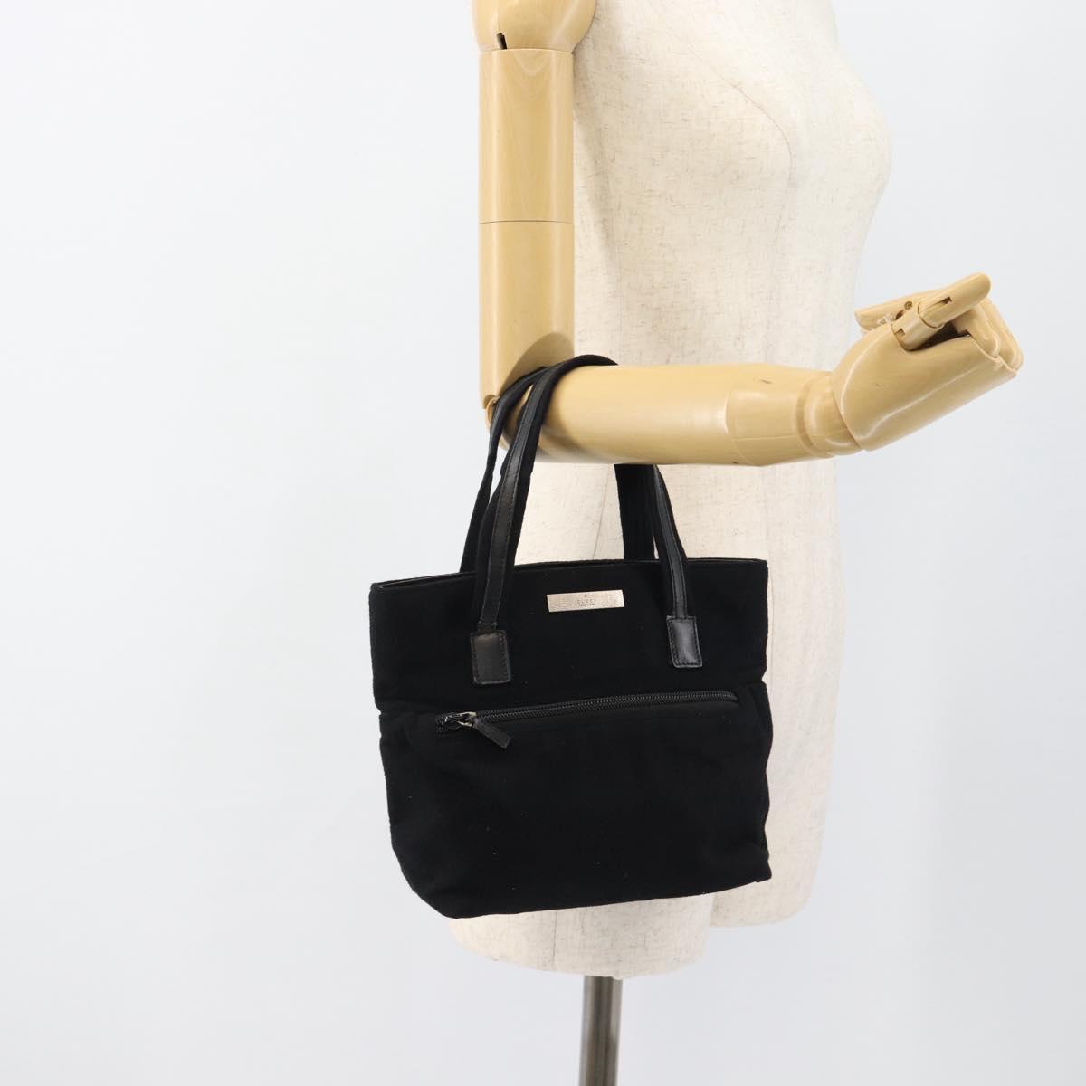 GUCCI Hand Bag Cotton Black Silver 002 8079 Auth bs35582