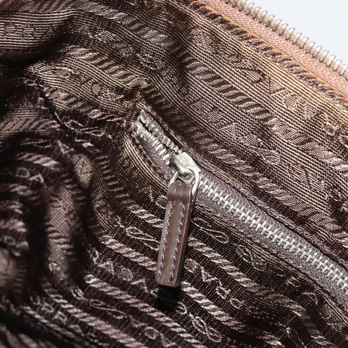 PRADA Tote Bag Canvas Beige Silver Auth bs35583