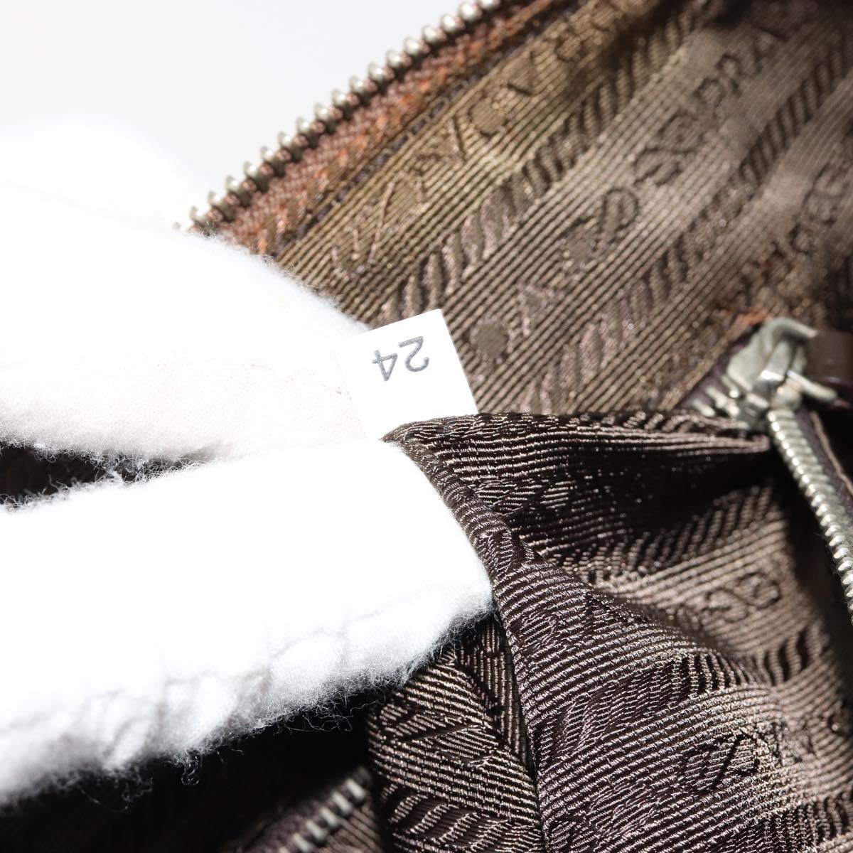 PRADA Tote Bag Canvas Beige Silver Auth bs35583