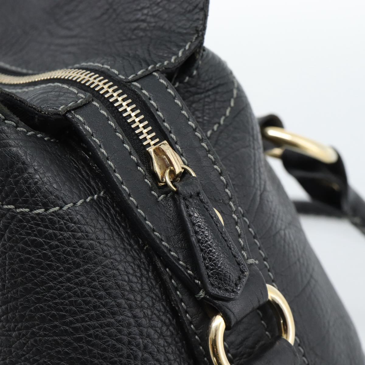 CELINE Hand Bag Leather Black Gold Auth bs35584A
